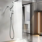 KAIYING Dual Shower Heads with Handheld Spray Combo, High Pressure Modern Rain Shower Head with 9-Mode Handheld Showerhead, Double Rainfall Shower Head with 79-Inch Stainless Steel Hose (Chrome)